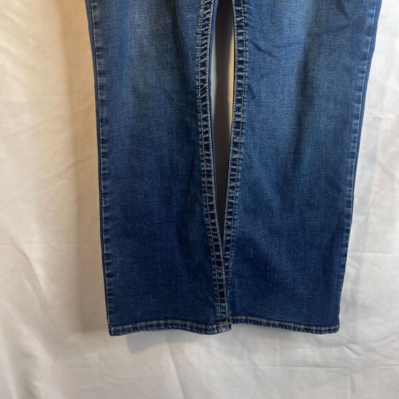 LEE Mid Rise Fit Mid Wash Straight Leg Denim Jeans Size 12S Embellished Pockets - Picture 5 of 8